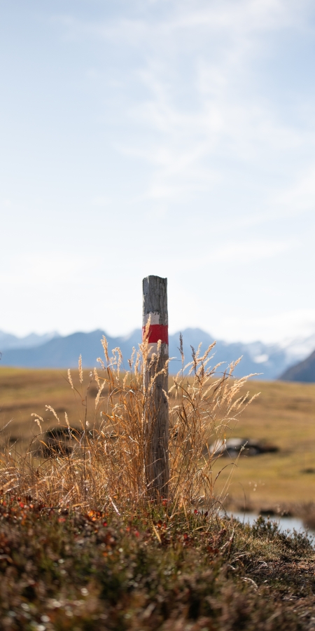 Eine Wanderweg Markierung